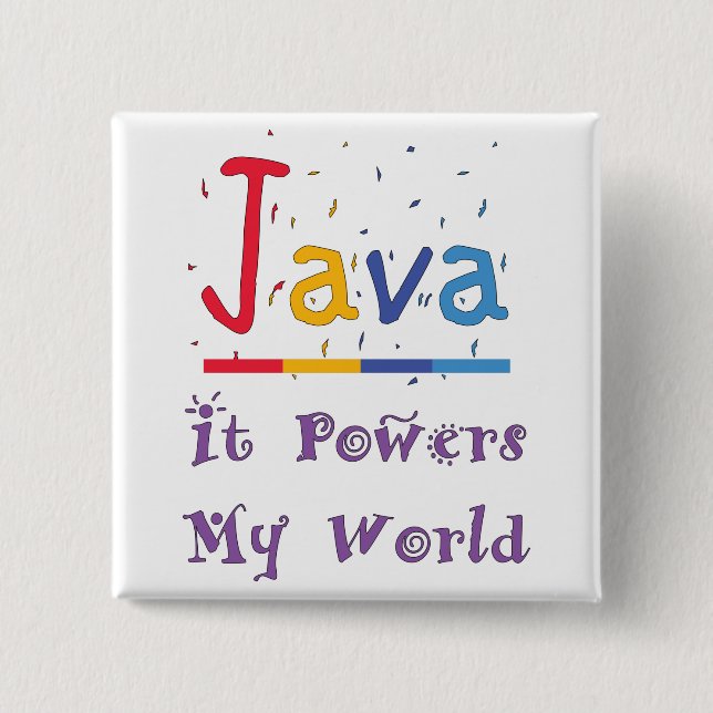 Java power of coffee 15 cm square badge (Front)