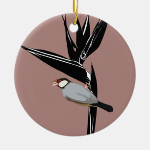 Java Sparrow Bird Ceramic Ornament