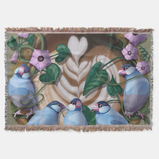 Java Sparrows, Java Coffee Throw Blanket