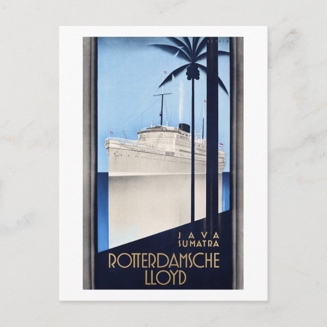 Java Sumatra Rotterdamsche Lloyd Vintage Poster Postcard (Front)