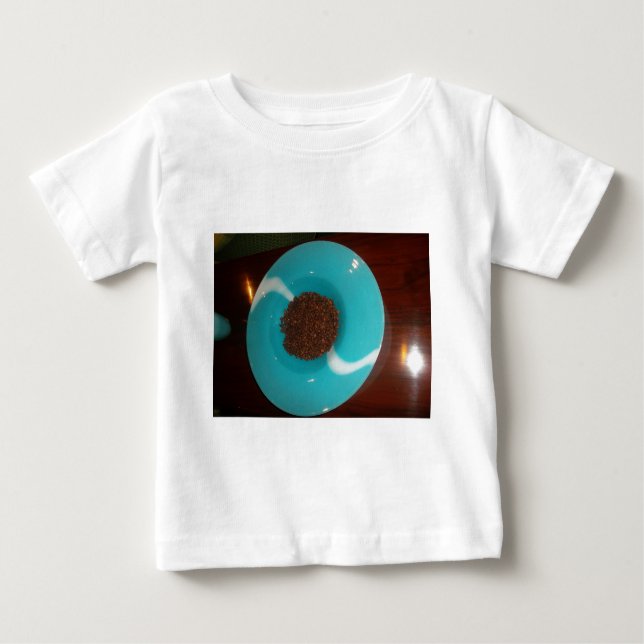 Java Vibes: Coffee Beans and Cyan Blue Bowl Art  Baby T-Shirt (Front)