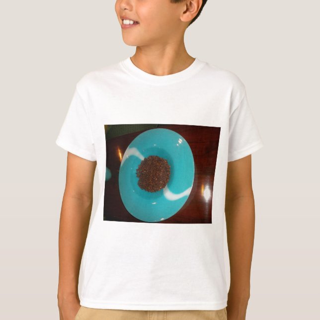Java Vibes: Coffee Beans and Cyan Blue Bowl Art  T-Shirt (Front)