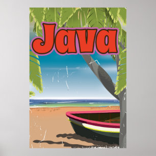 Java vintage travel poster
