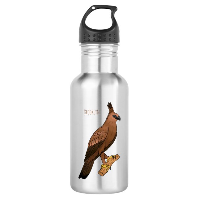 Javan hawk eagle bird cartoon illustration  532 ml water bottle (Front)