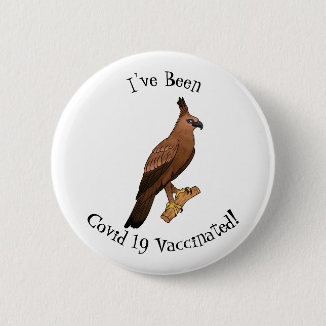 Javan hawk eagle bird cartoon illustration 6 cm round badge (Front)