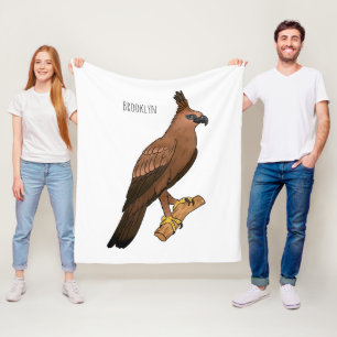 Javan hawk eagle bird cartoon illustration fleece blanket