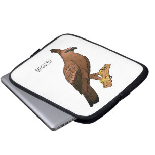 Javan hawk eagle bird cartoon illustration laptop sleeve