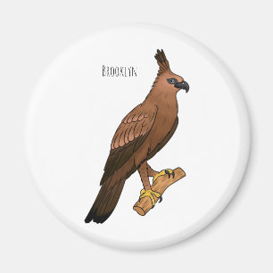 Javan hawk eagle bird cartoon illustration  magnet