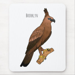 Javan hawk eagle bird cartoon illustration mouse pad