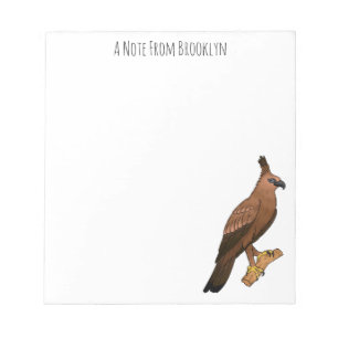 Javan hawk eagle bird cartoon illustration notepad