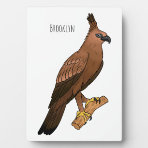 Javan hawk eagle bird cartoon illustration plaque