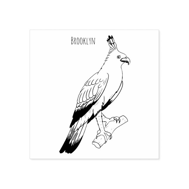 Javan hawk eagle bird cartoon illustration rubber stamp (Imprint)