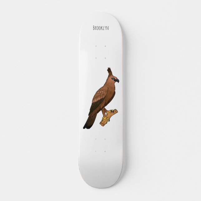 Javan hawk eagle bird cartoon illustration  skateboard (Front)