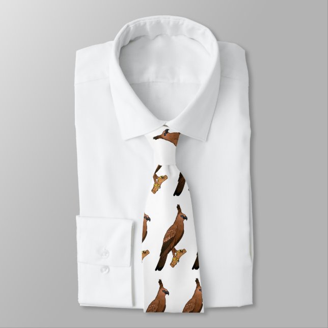 Javan hawk eagle bird cartoon illustration tie (Tied)