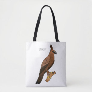 Javan hawk eagle bird cartoon illustration  tote bag