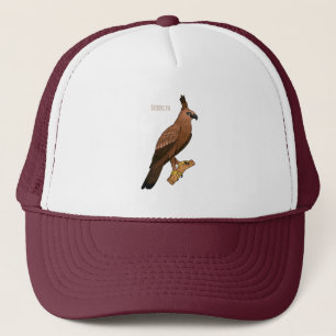 Javan hawk eagle bird cartoon illustration trucker hat