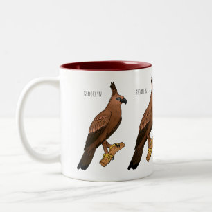 Javan hawk eagle bird cartoon illustration Two-Tone coffee mug