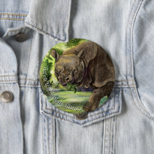 Javan Rhino Art 10 Cm Round Badge