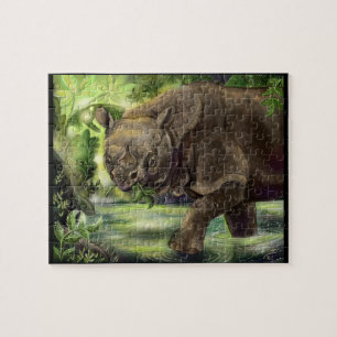 Javan Rhino Art Jigsaw Puzzle