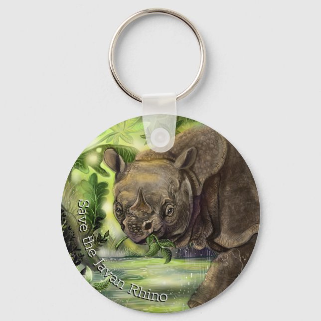 Javan Rhino Art Key Ring (Front)