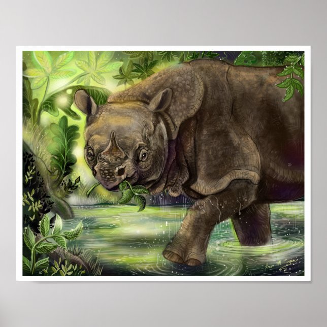 Javan Rhino Art Poster (Front)