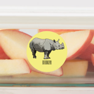 Javan rhinoceros cartoon illustration
