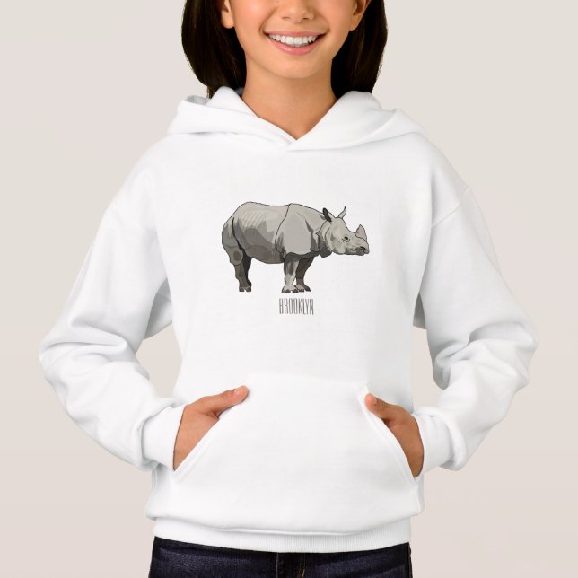 Javan rhinoceros cartoon illustration (Front)