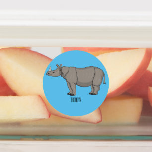 Javan rhinoceros cartoon illustration 