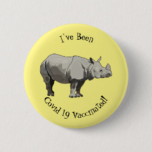 Javan rhinoceros cartoon illustration 6 cm round badge