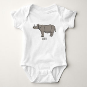 Javan rhinoceros cartoon illustration baby bodysuit