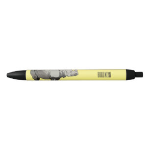 Javan rhinoceros cartoon illustration black ink pen