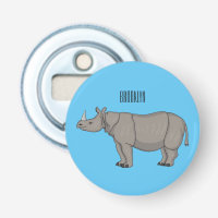 Javan rhinoceros cartoon illustration 