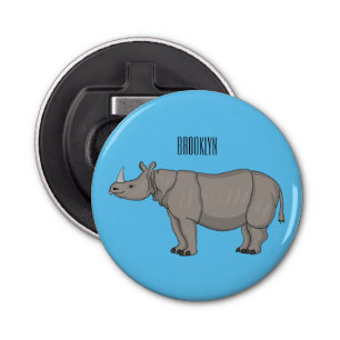 Javan rhinoceros cartoon illustration  bottle opener