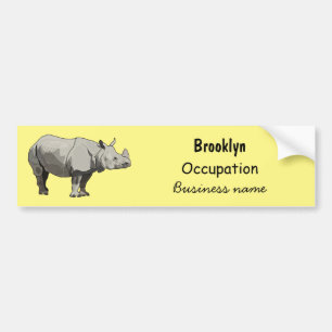 Javan rhinoceros cartoon illustration bumper sticker