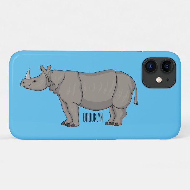 Javan rhinoceros cartoon illustration Case-Mate iPhone case (Back (Horizontal))