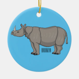 Javan rhinoceros cartoon illustration ceramic ornament