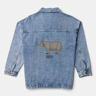 Javan rhinoceros cartoon illustration denim jacket