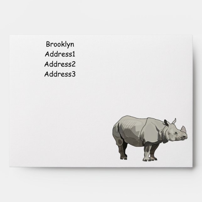 Javan rhinoceros cartoon illustration envelope (Front)