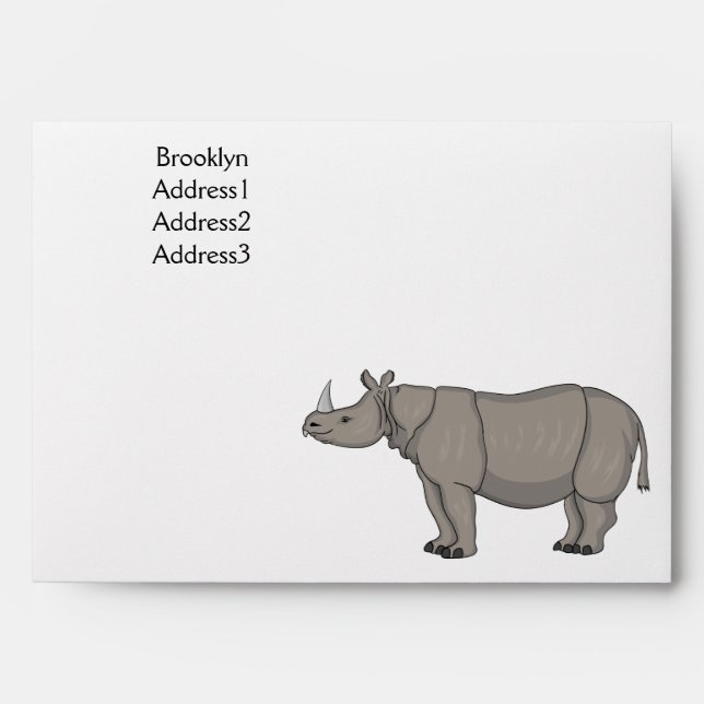 Javan rhinoceros cartoon illustration envelope (Front)