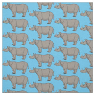 Javan rhinoceros cartoon illustration fabric