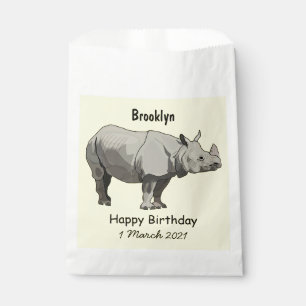 Javan rhinoceros cartoon illustration favour bag