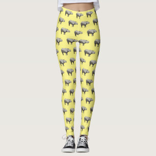 Javan rhinoceros cartoon illustration leggings