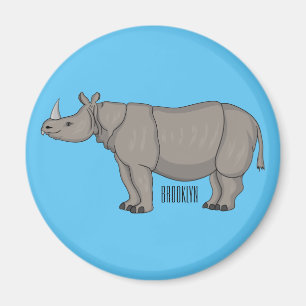 Javan rhinoceros cartoon illustration magnet
