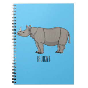 Javan rhinoceros cartoon illustration  notebook