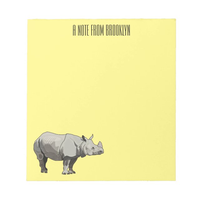 Javan rhinoceros cartoon illustration notepad (Front)