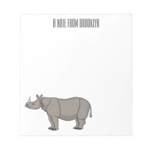 Javan rhinoceros cartoon illustration notepad