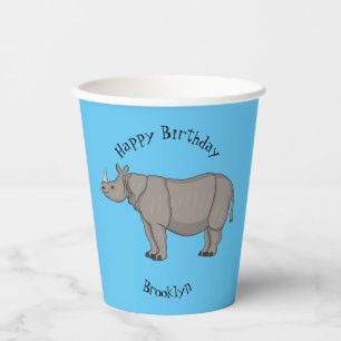 Javan rhinoceros cartoon illustration paper cups