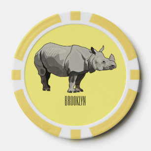Javan rhinoceros cartoon illustration poker chips