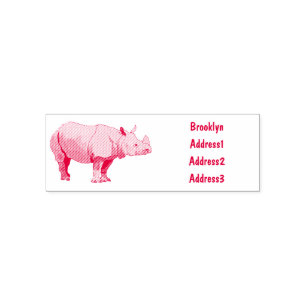 Javan rhinoceros cartoon illustration self-inking stamp