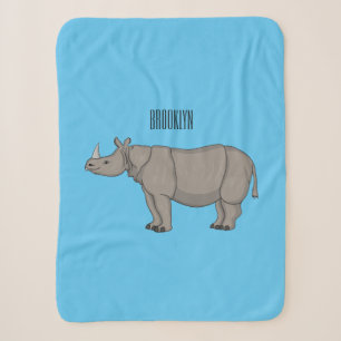 Javan rhinoceros cartoon illustration sherpa blanket
